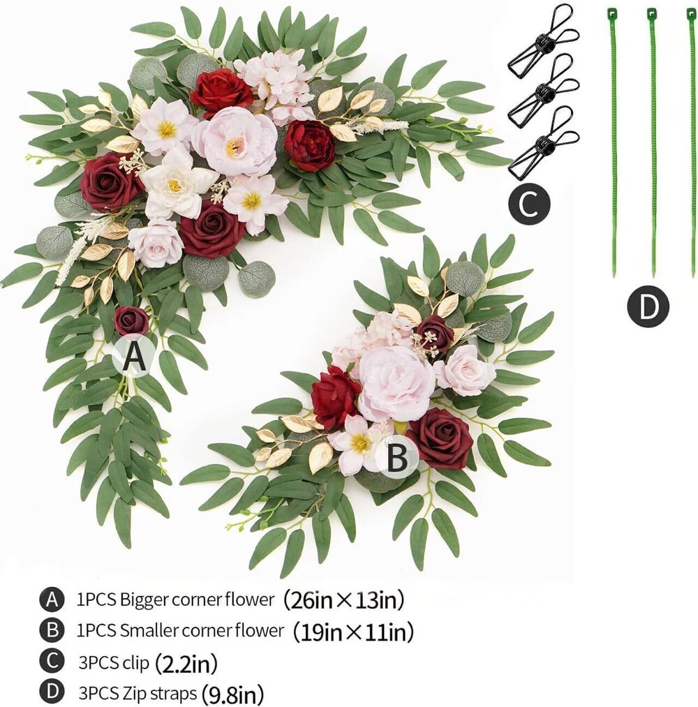 3644 Faux Flower Swag Set of 2 for Wedding Welcome Signs Floral Swag - Picture 4 of 9